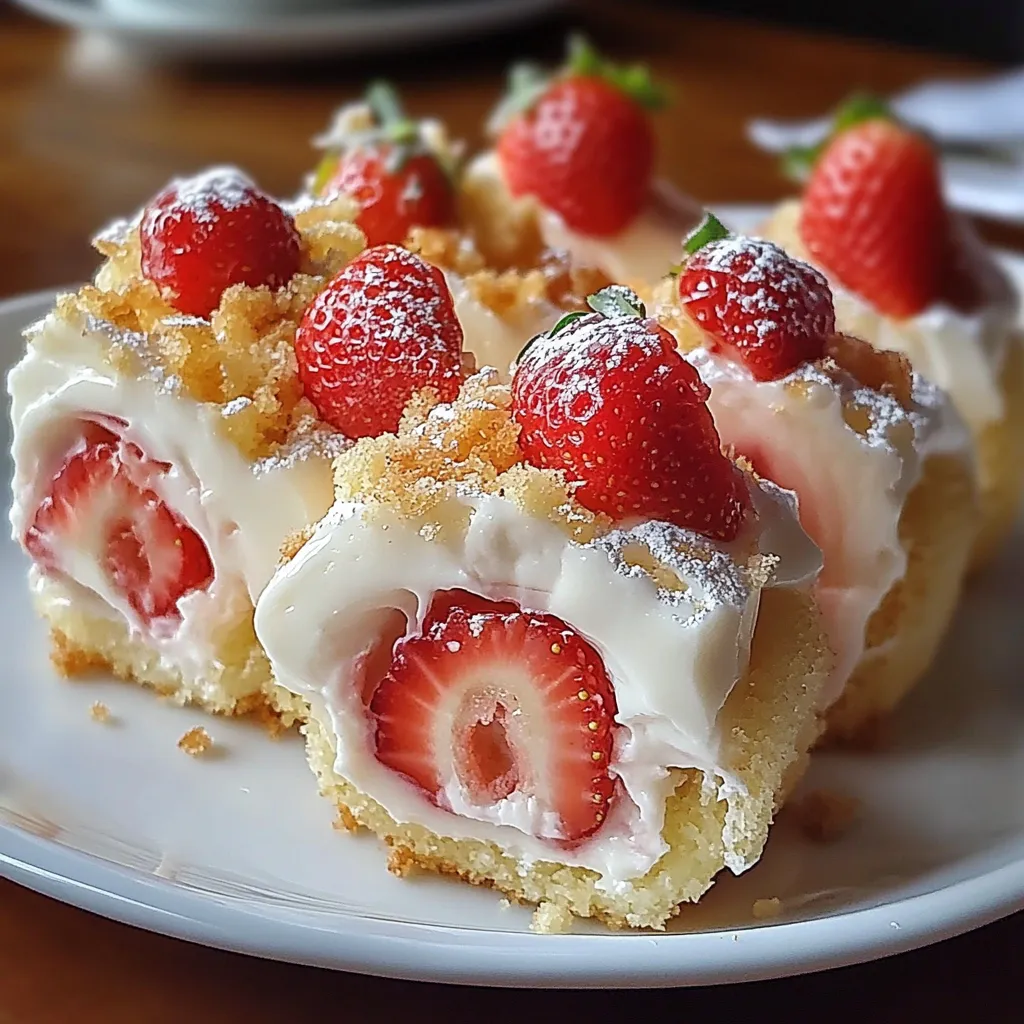 Una fetta di torta con fragole sopra.