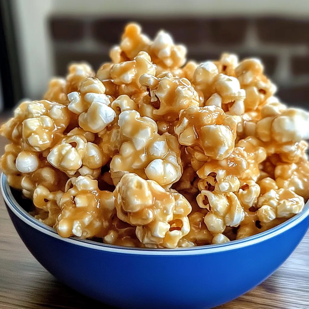 Ciotola di popcorn coperti da salsa marrone.