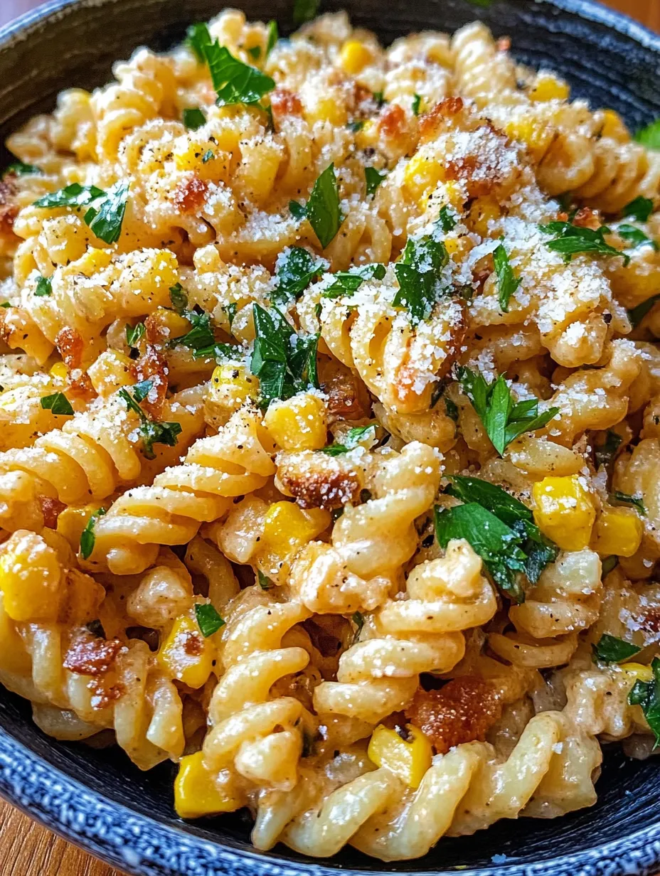Una ciotola di pasta col mais e formaggio.