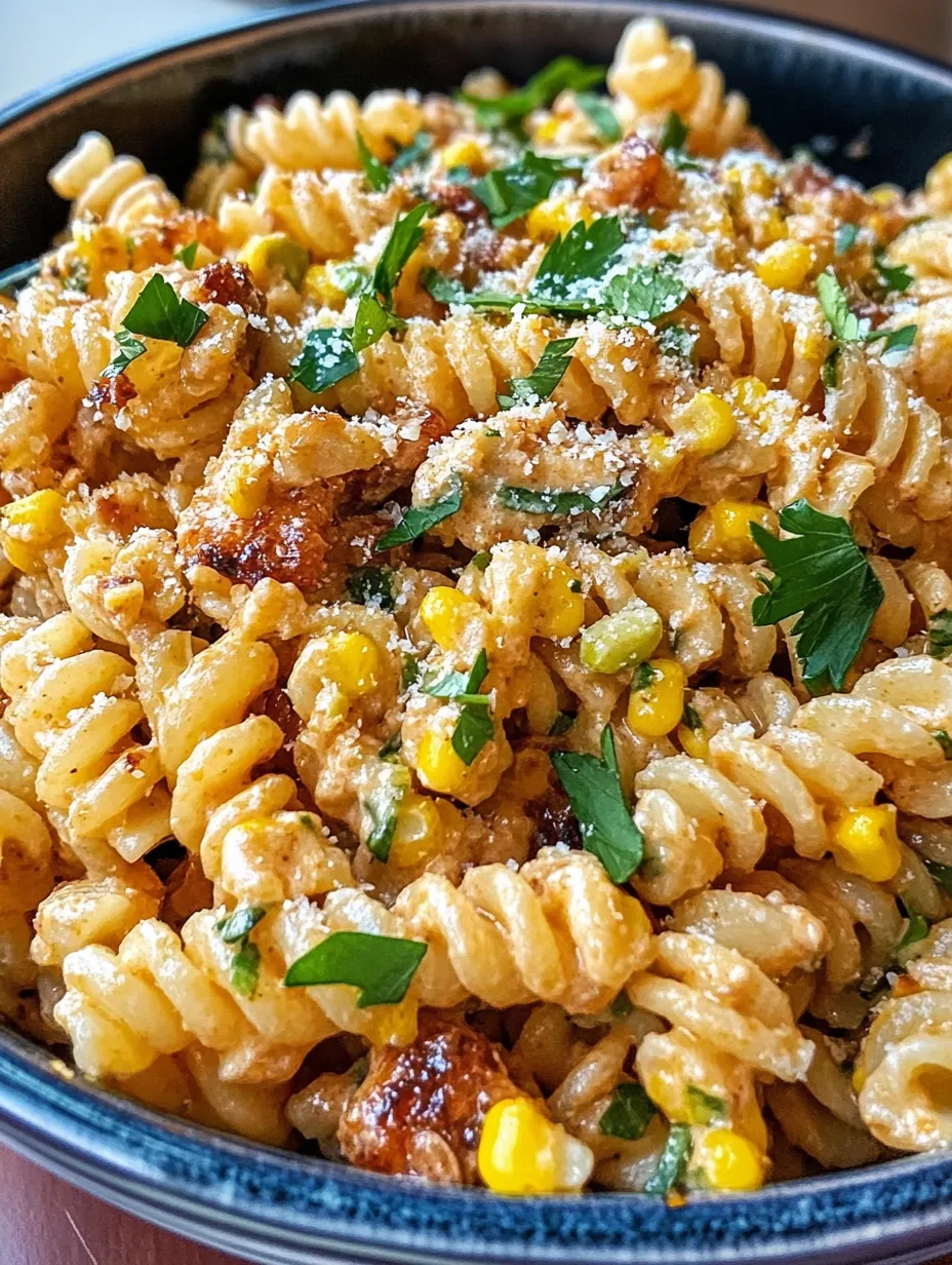 Una ciotola di pasta col mais e formaggio.