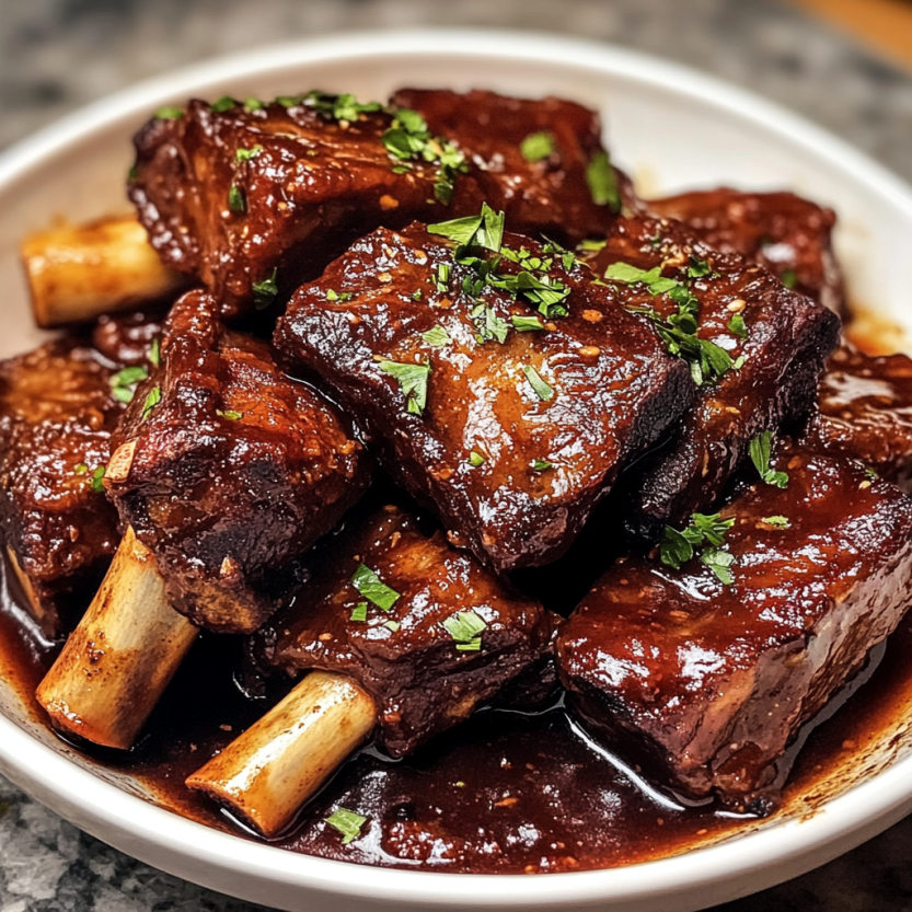 Un piatto di carne di manzo grigliata decorato con erbe e spezie.