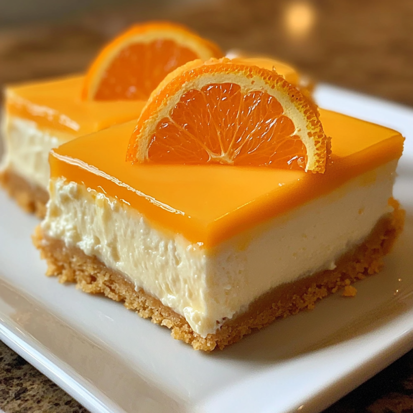 Barrette di cheesecake agli agrumi, con arance e base croccante.