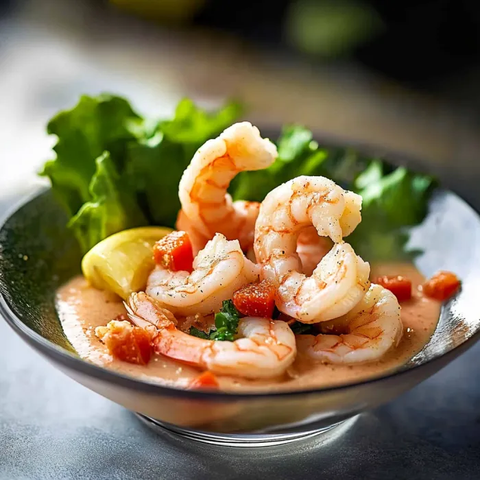 Ciotola con gamberi e verdure.