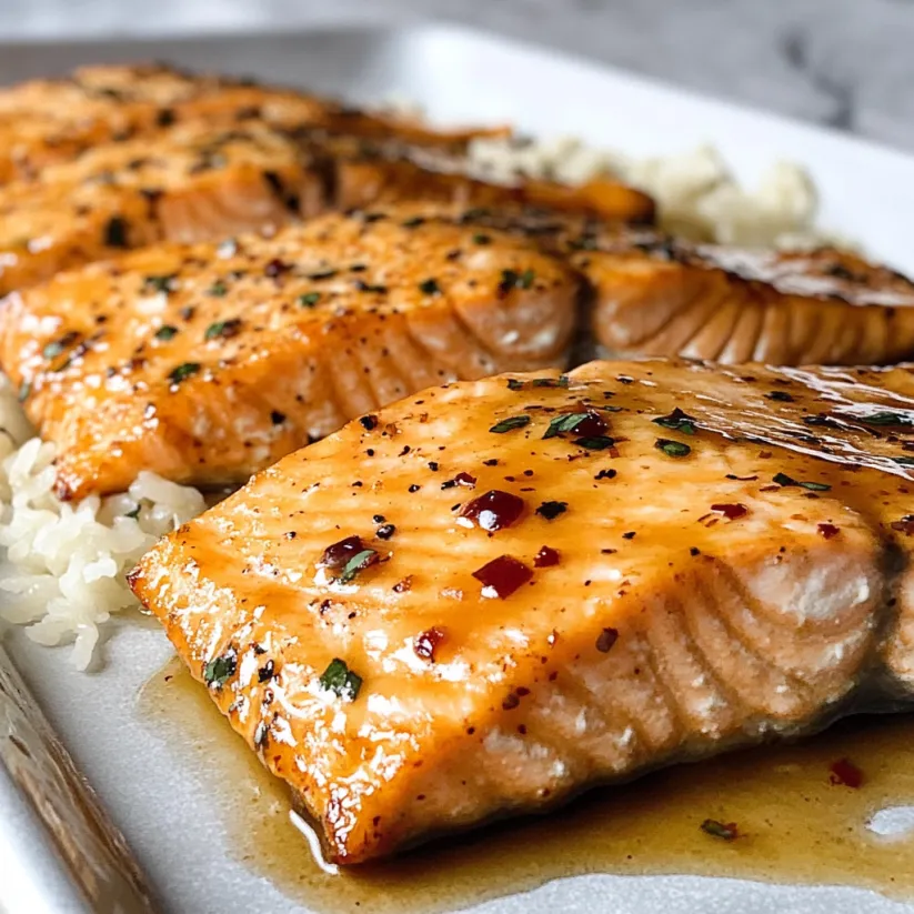 Un piatto di salmone con glassa.