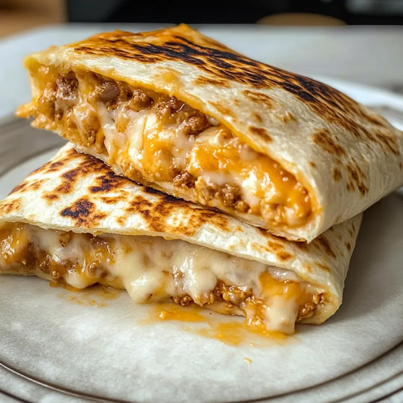 Un burrito con sopra formaggio e carne.