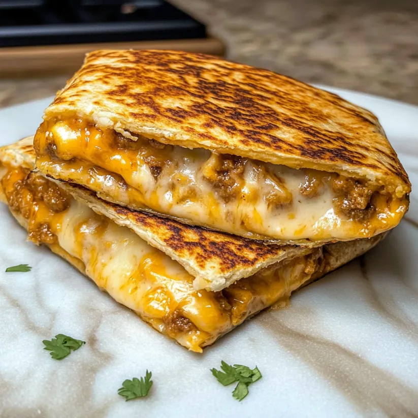 Un burrito grigliato al formaggio su un piatto.
