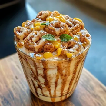 Un bicchiere di cereale con frullato e frullato di frullato.