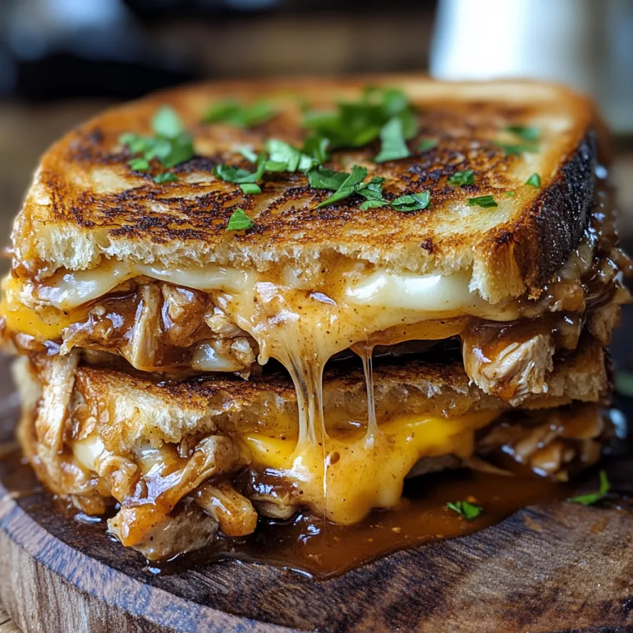Un panino con barbecue e formaggio.