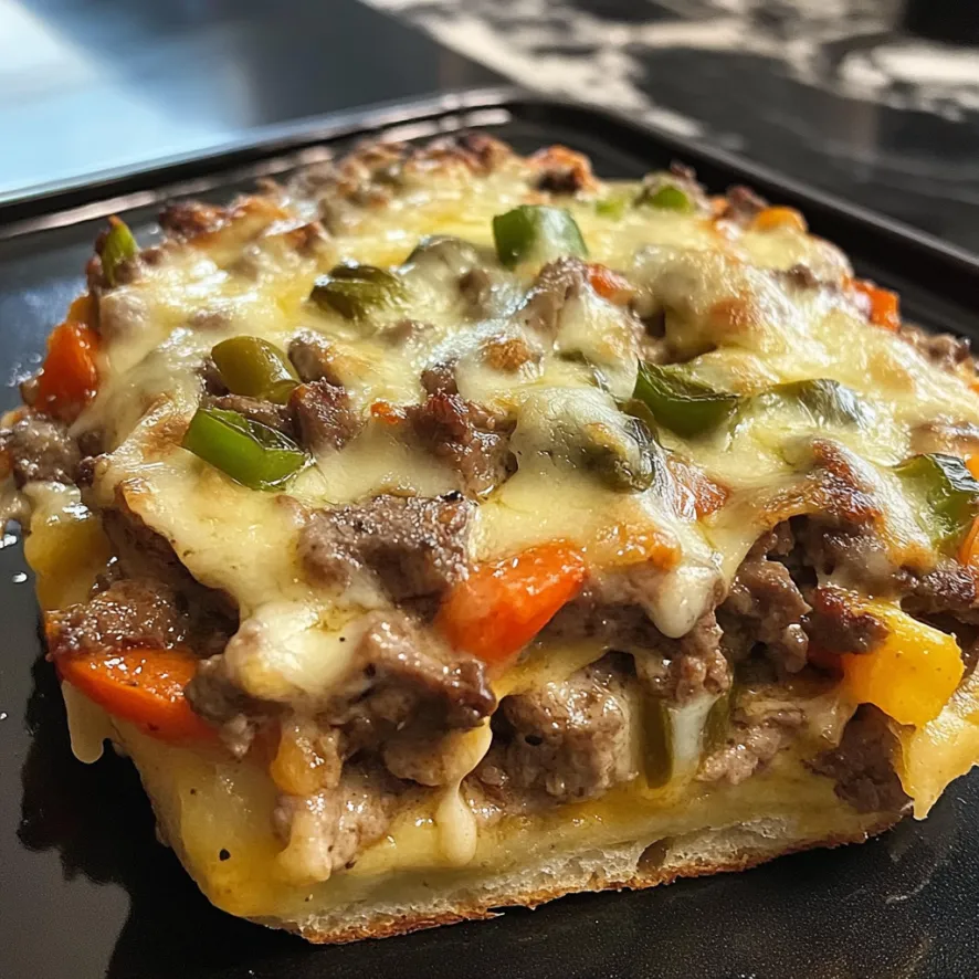 Pizza con carne e peperoni.
