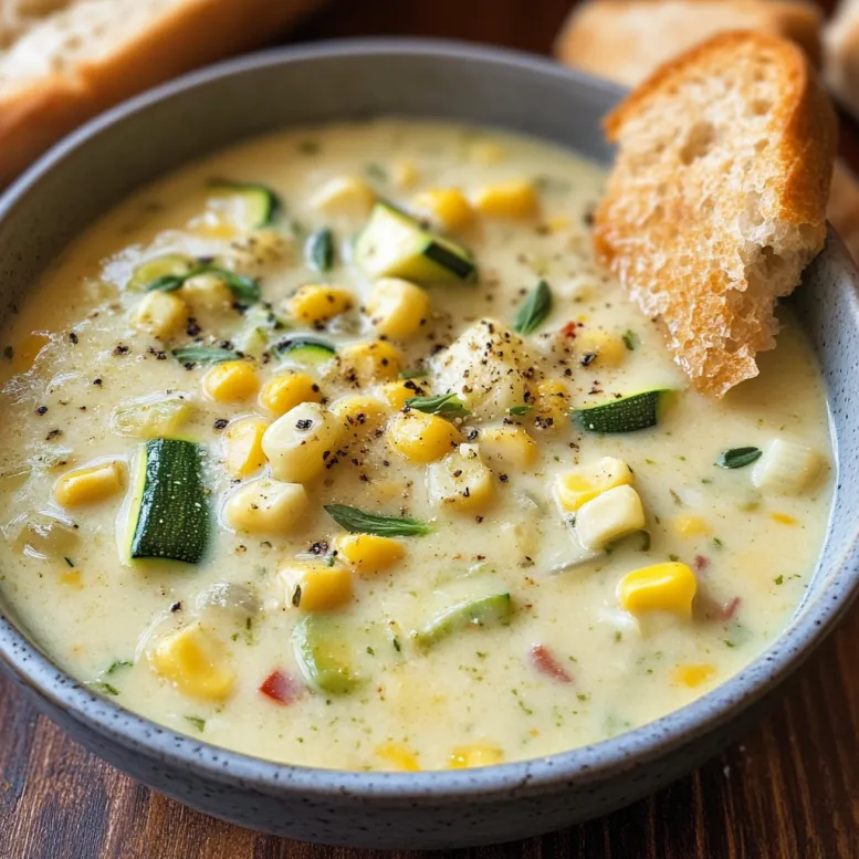 Una ciotola di zuppa con verdure e pane tostato.