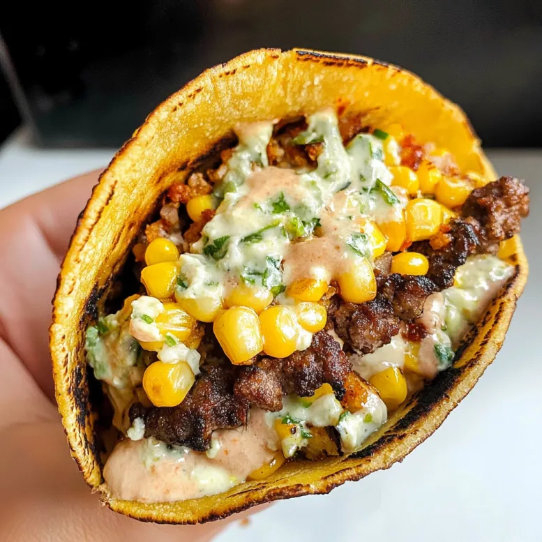 Un taco con carne e verdure.