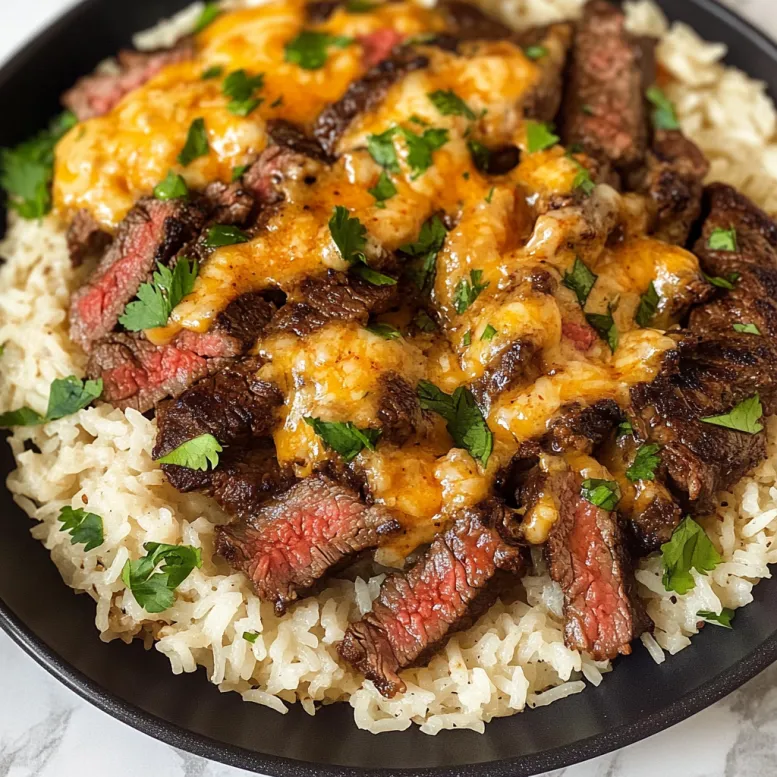 Riso con carne e formaggio.