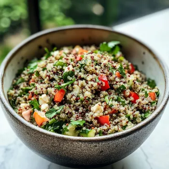 Una ciotola di cibo con verdure e grano.