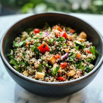Una ciotola di cibo con verdure e semi.