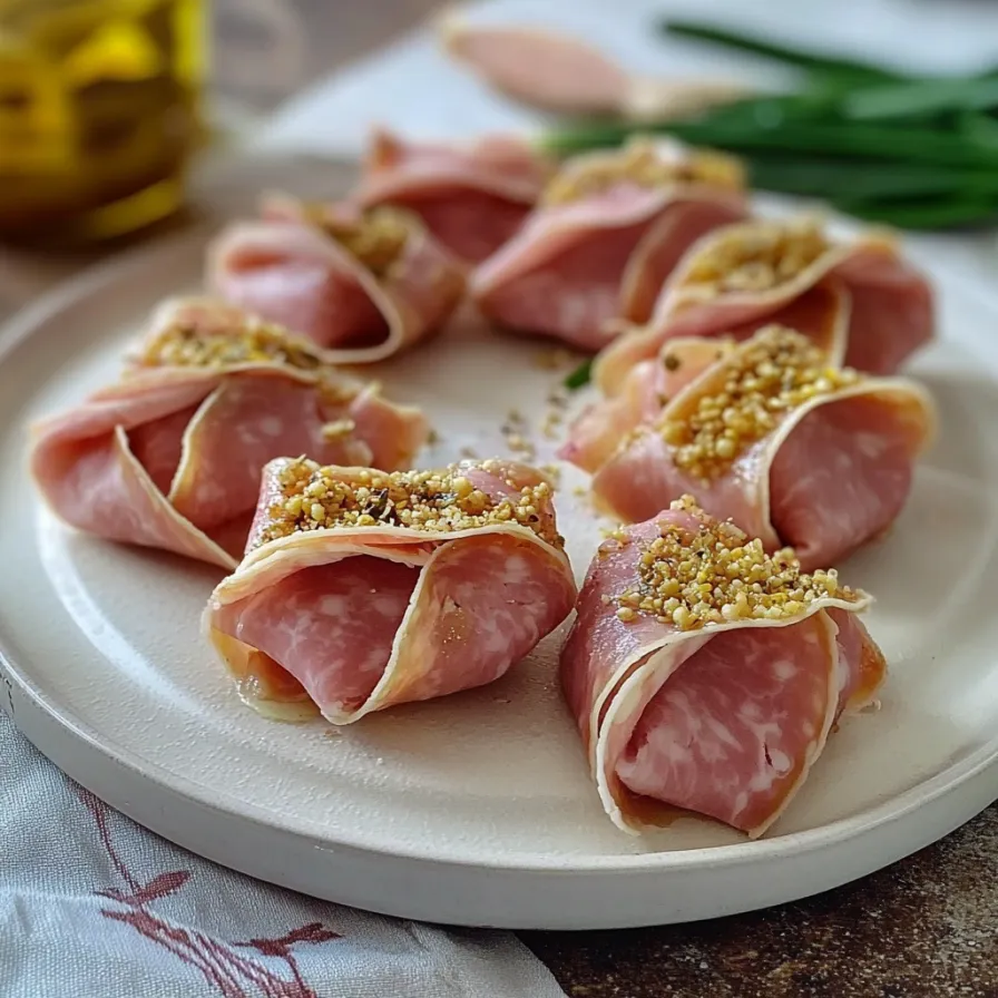 Piatti di prosciutto con semi.