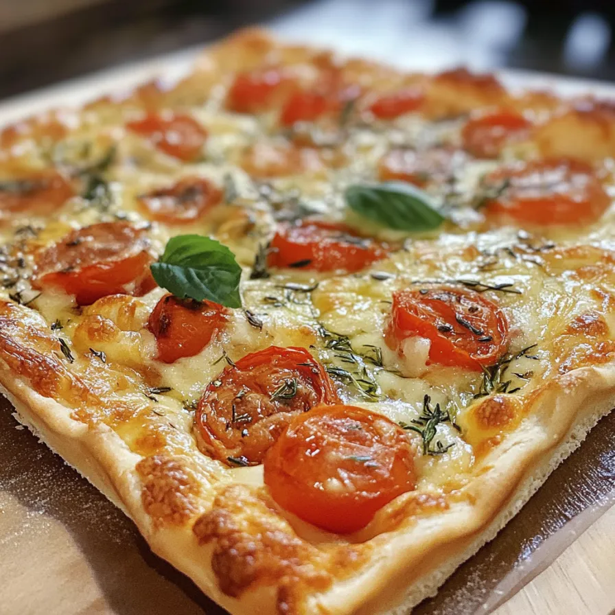 Pizza con tomate e basilico.