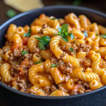 Una ciotola di pasta con carne e verdure.