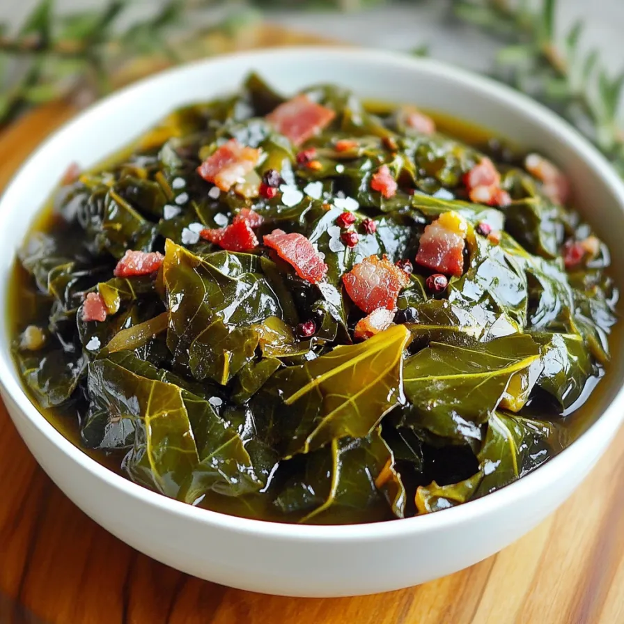 Una ciotola di cavolo verde con salamo e prosciutto.
