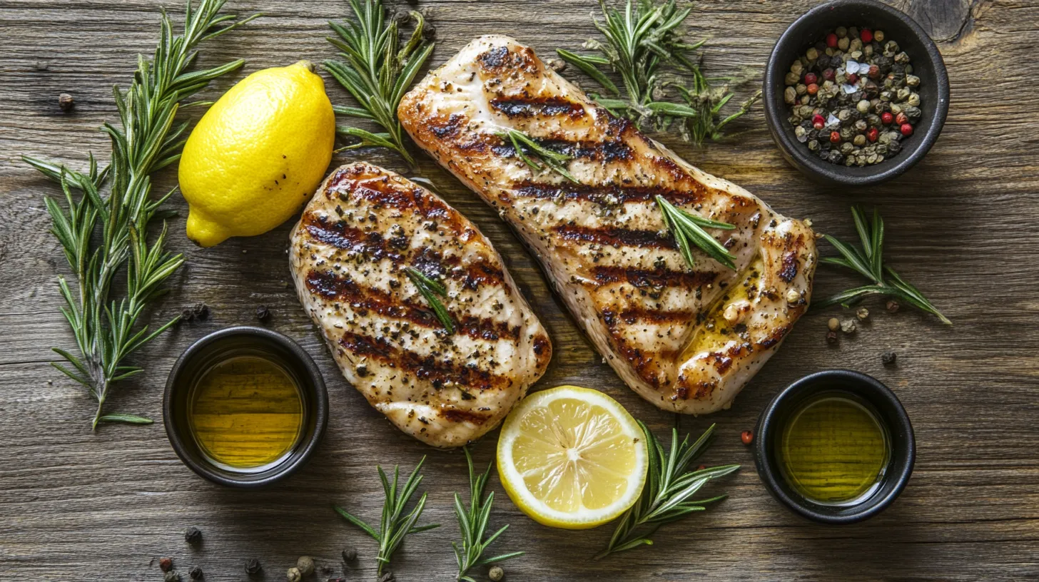 Chicken with lemon and herbs.