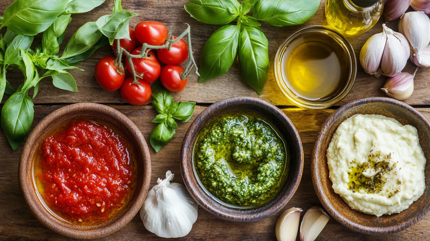 Una tavolata con vari ingredienti per la cucina.