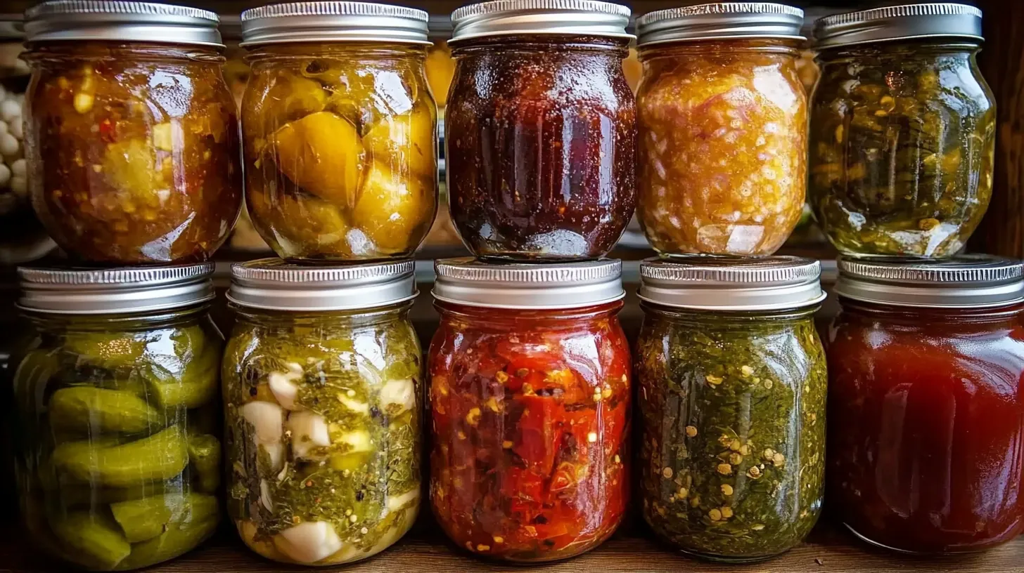 Varietà di marmellate in vasi di vetro.