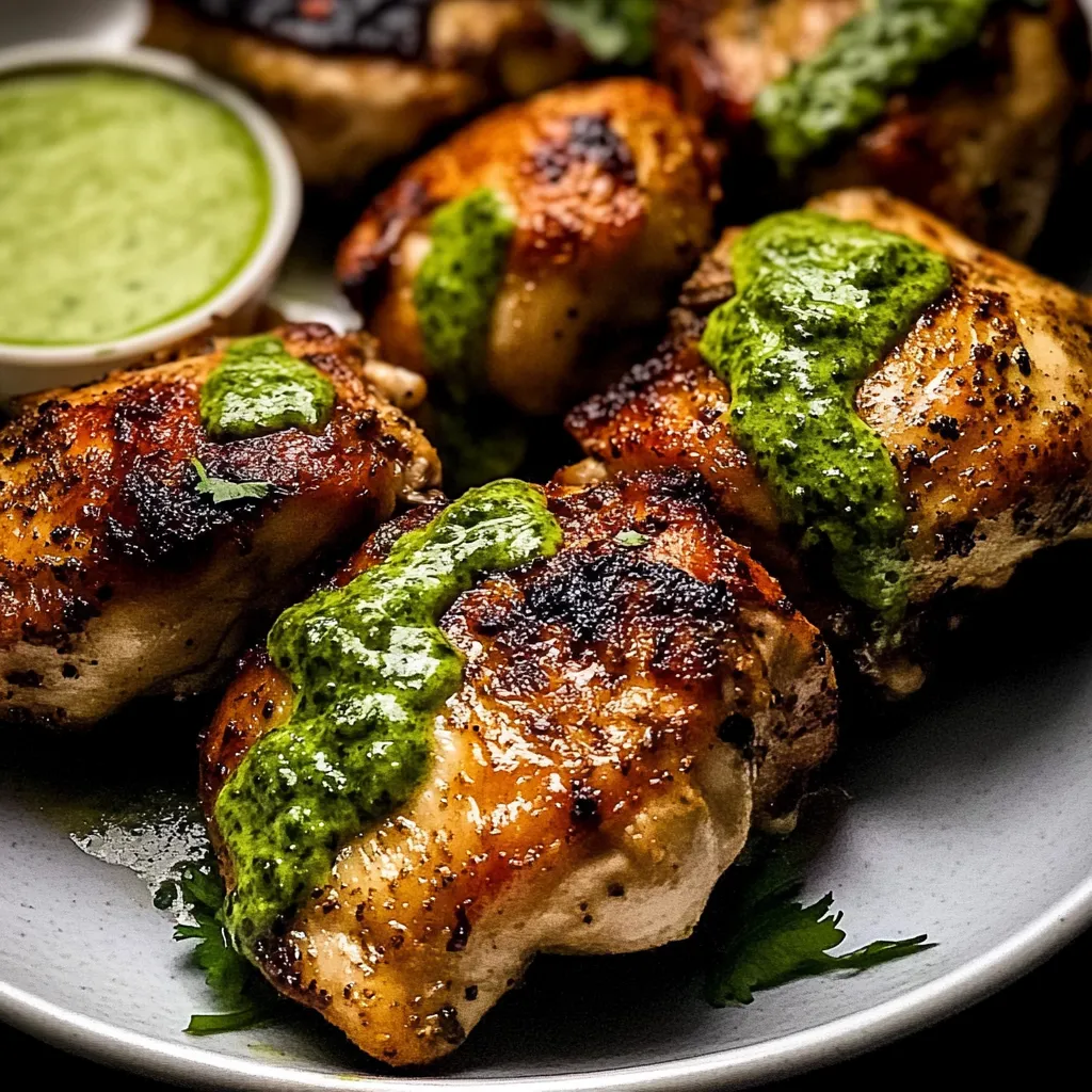 Piatti di pollo con salsa verde.