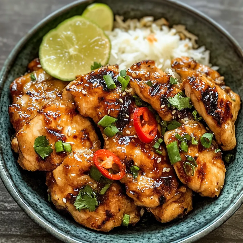 Una tazza con pollo, riso e lime.