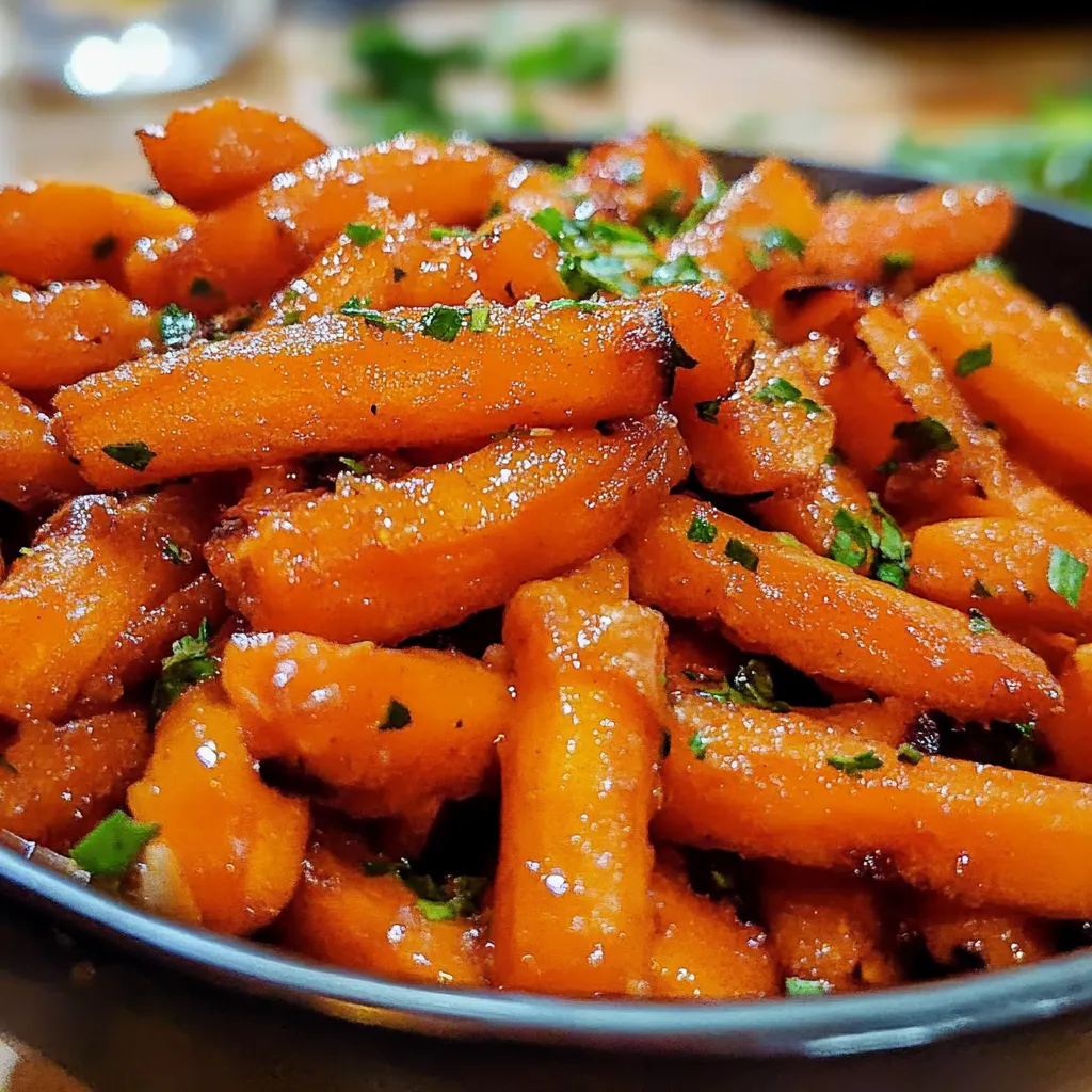 Una ciotola di carote con erbe.