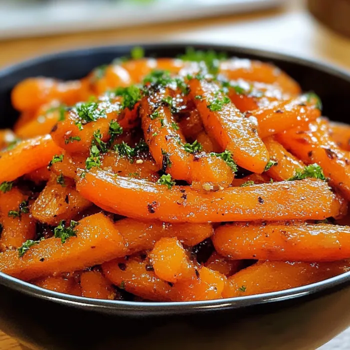 Una ciotola di carote con erbe.
