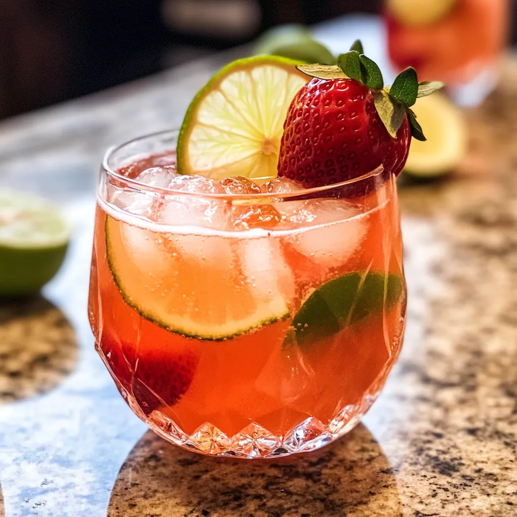 Una tazza di vino con frullato di strawberry e limone.