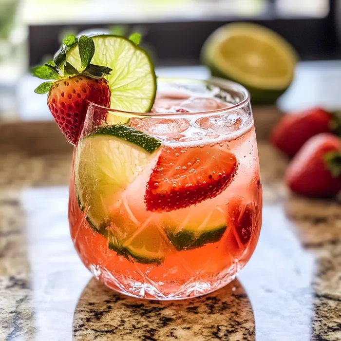 Un bicchiere di vino rosso con frullato di limone e strawberry.