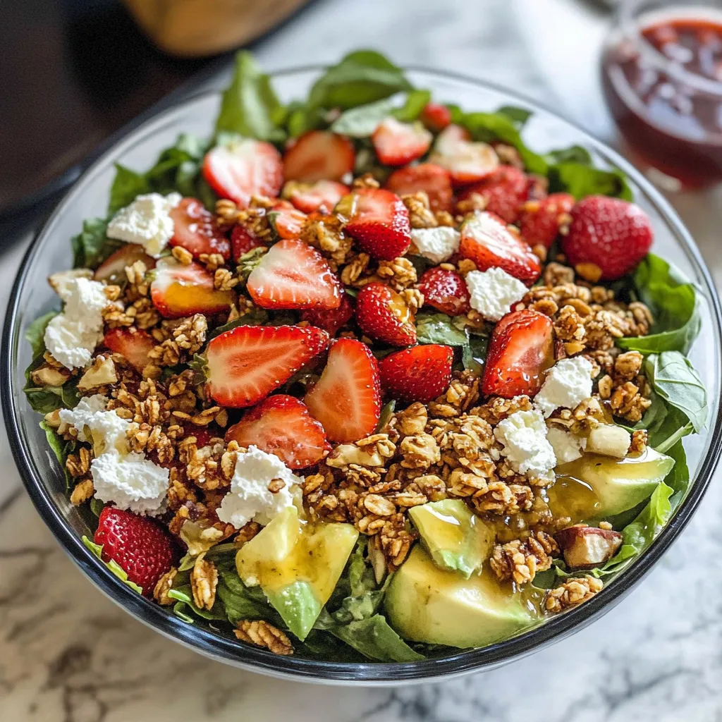 Una tazza di salata con frutta e noci.