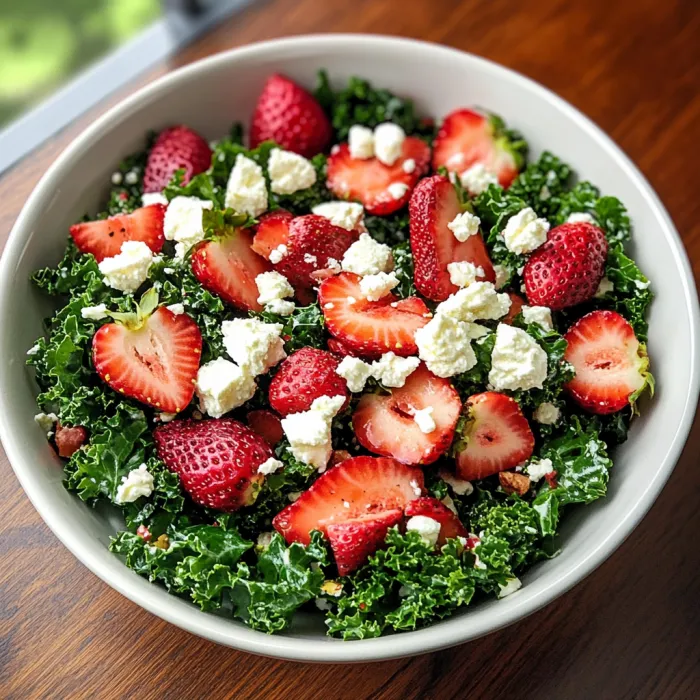 Una ciotola di frullato di frutta con feta e kale.