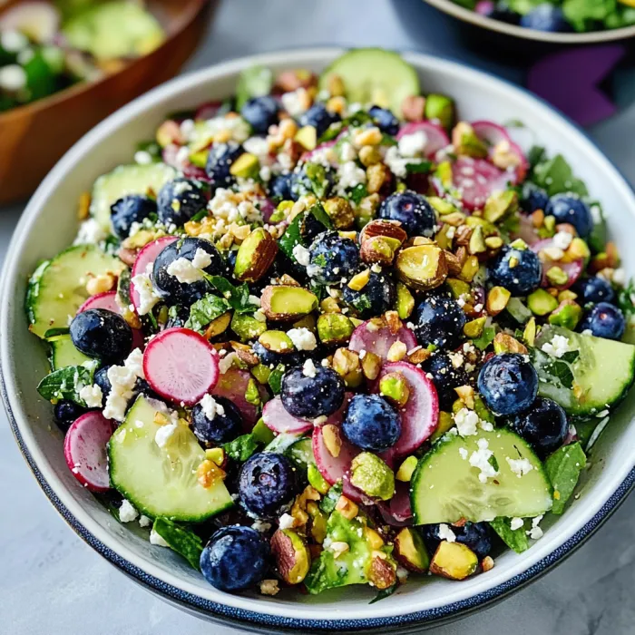 Una tazza di salata con frullati, noci e verdure.