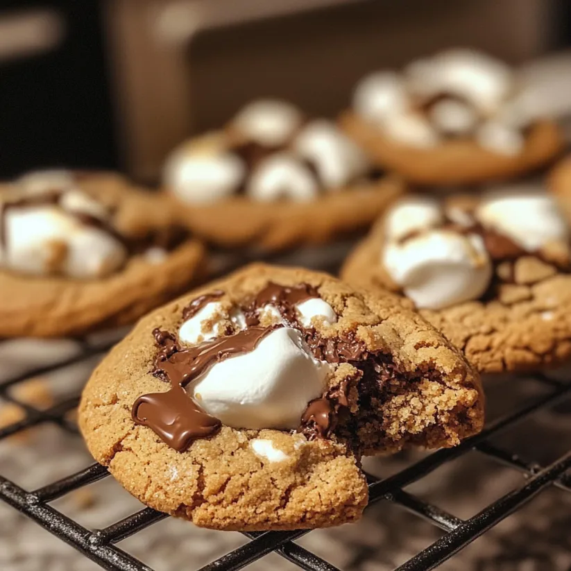 Una teglia di biscotti con marshmallow e cioccolato.