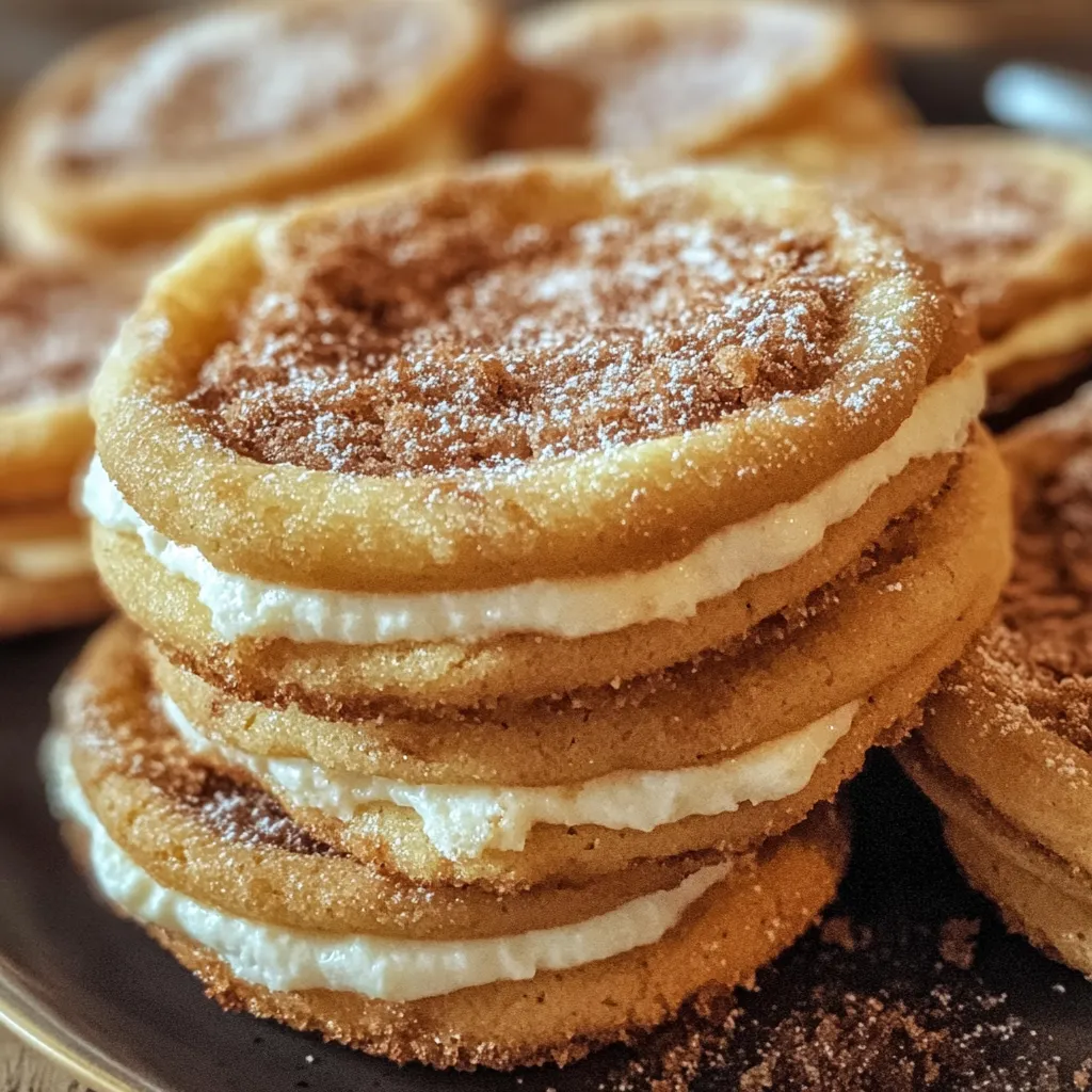 Una pila di biscotti farciti churro cheesecake.