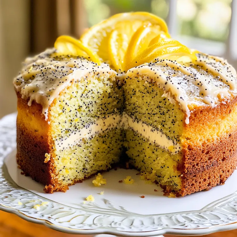 Fetta di bundt limone semi di papavero.