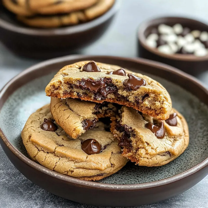 Un piatto di biscotti con gocce di cioccolato.