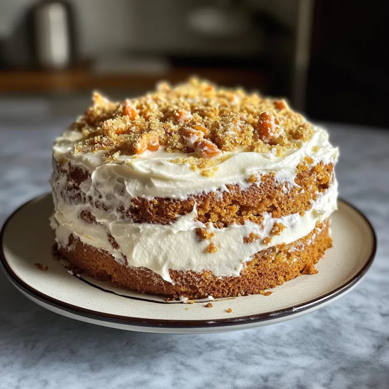 Una torta con glassa al formaggio e carote.