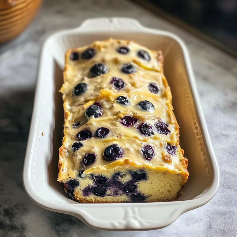 A loaf of bread with blueberries on top.