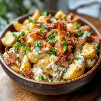 Una ciotola con patate e bacon.