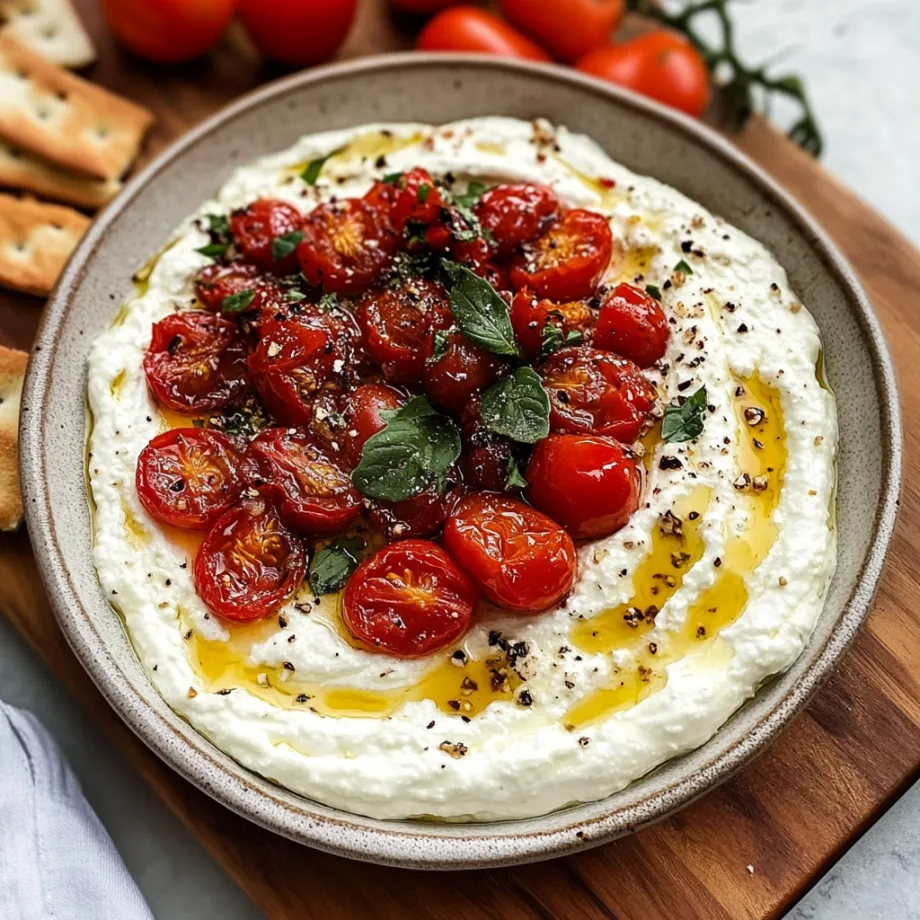 Una tazza con bruschetta e pomodori.