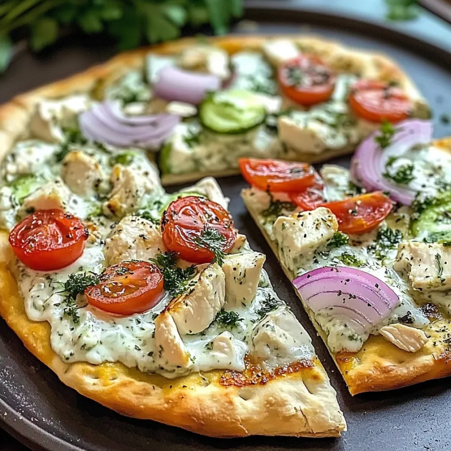 Pizza con verdure e carne.