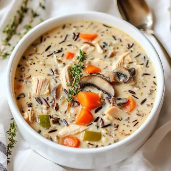 Una ciotola di minestrone con carote e mushroom.