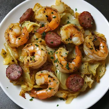 Una fettuccia di pollo con verdure e gamberi.