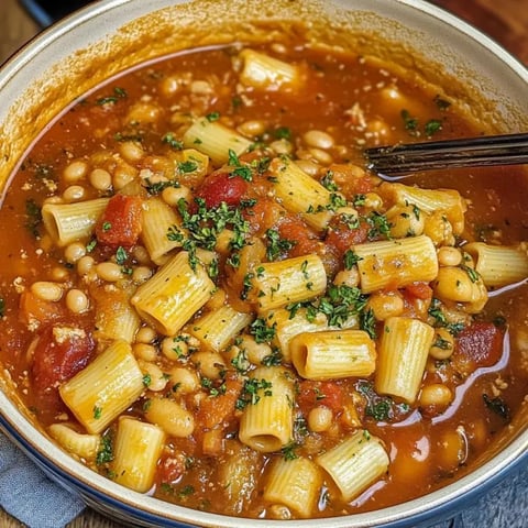 Una zuppa italiana piena di fagioli e pastina.