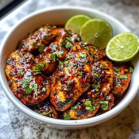 Una ciotola con pollo e limoni.