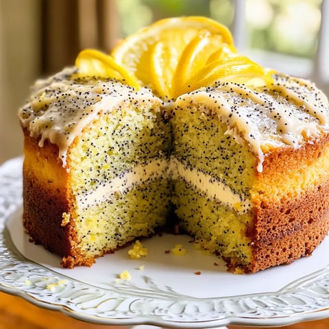 Fetta di bundt limone semi di papavero.