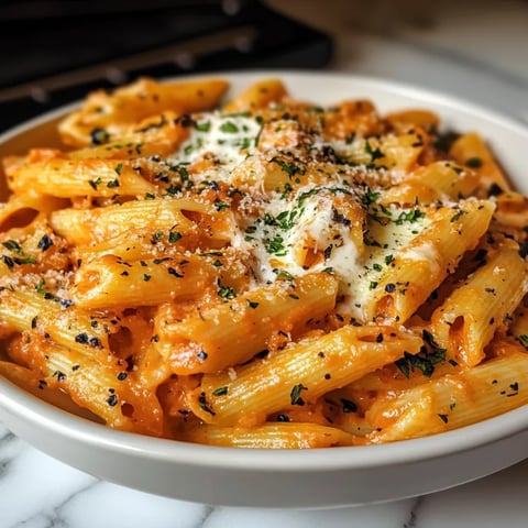 Una ciotola di pasta con sugo di pomodoro e formaggio.